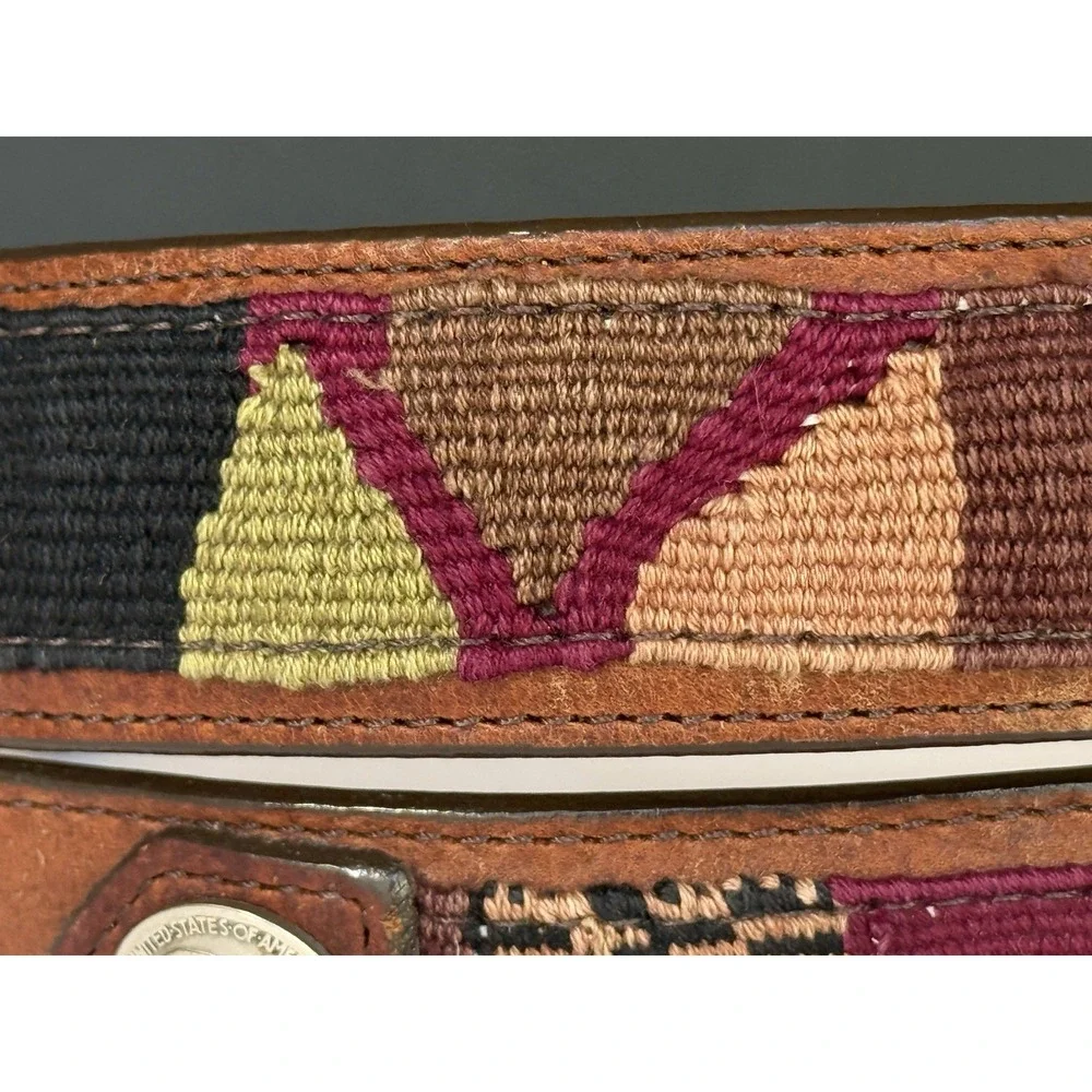 Orvis American Bison Brown Leather Belt Buffalo Nickel Sz 42 USA Southwestern